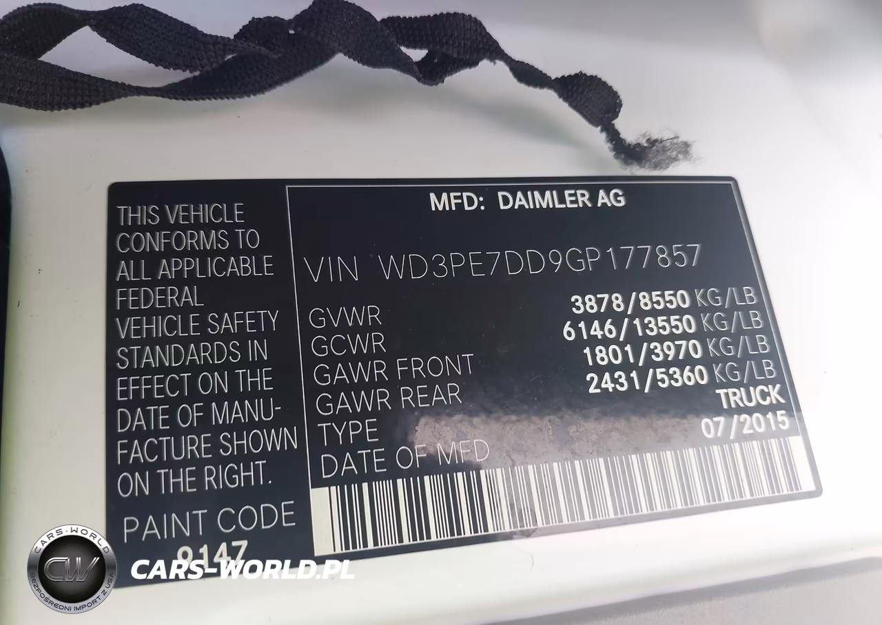 2016 Mercedes-Benz Sprinter 2500 Normal Roof VIN:WD3PE7DD9GP177857 - 9