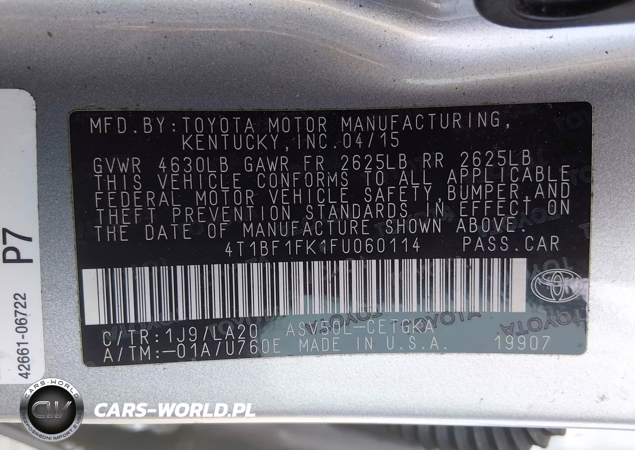 2015 Toyota Camry Xle VIN:4T1BF1FK1FU060114 - 9