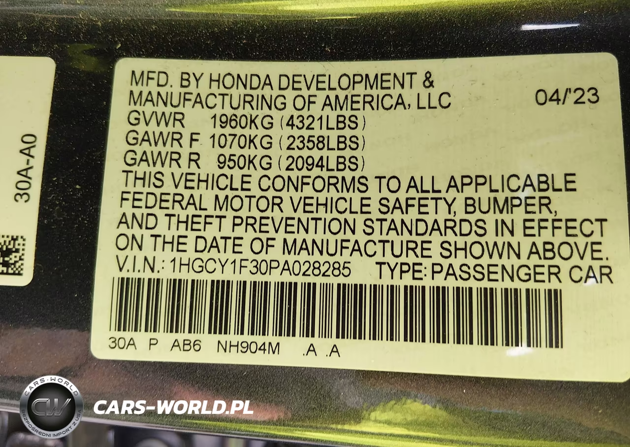 2023 Honda Accord Ex VIN:1HGCY1F30PA028285 - 9
