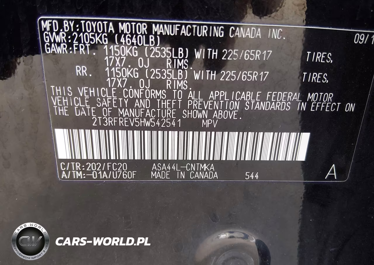 2017 Toyota Rav4 Xle VIN:2T3RFREV5HW542541 - 9