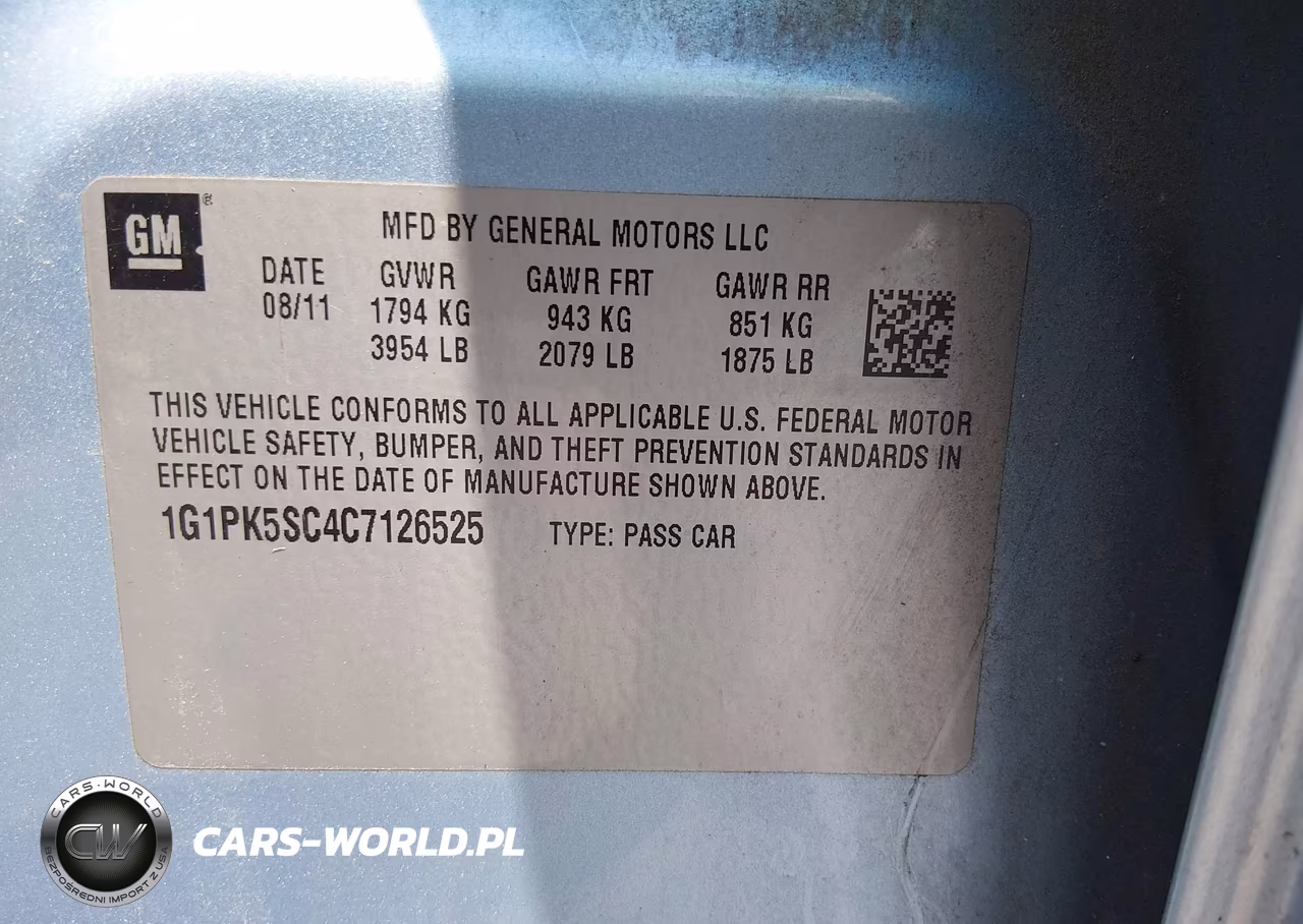 2012 Chevrolet Cruze Eco VIN:1G1PK5SC4C7126525 - 9