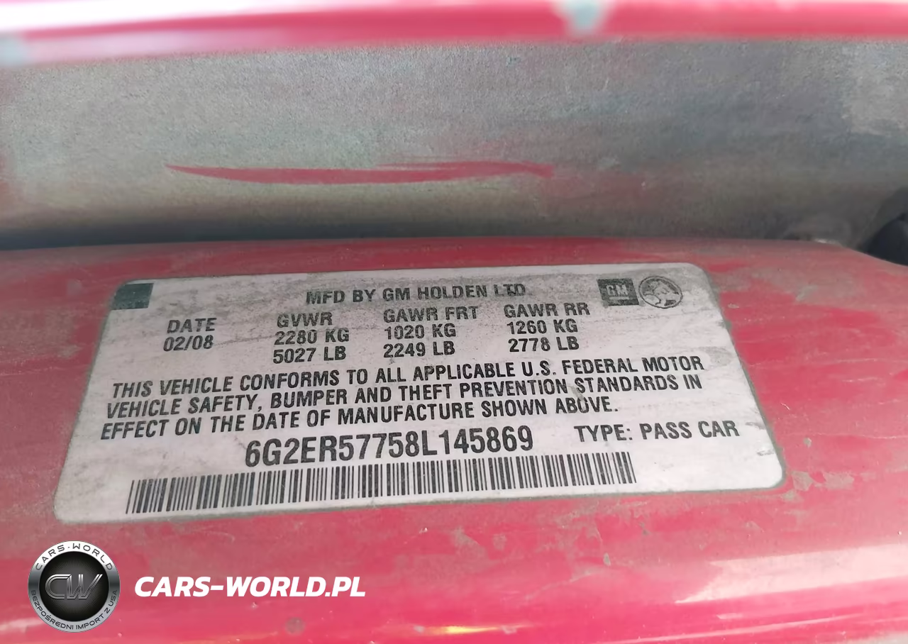 2008 Pontiac G8 VIN:6G2ER57758L145869 - 9