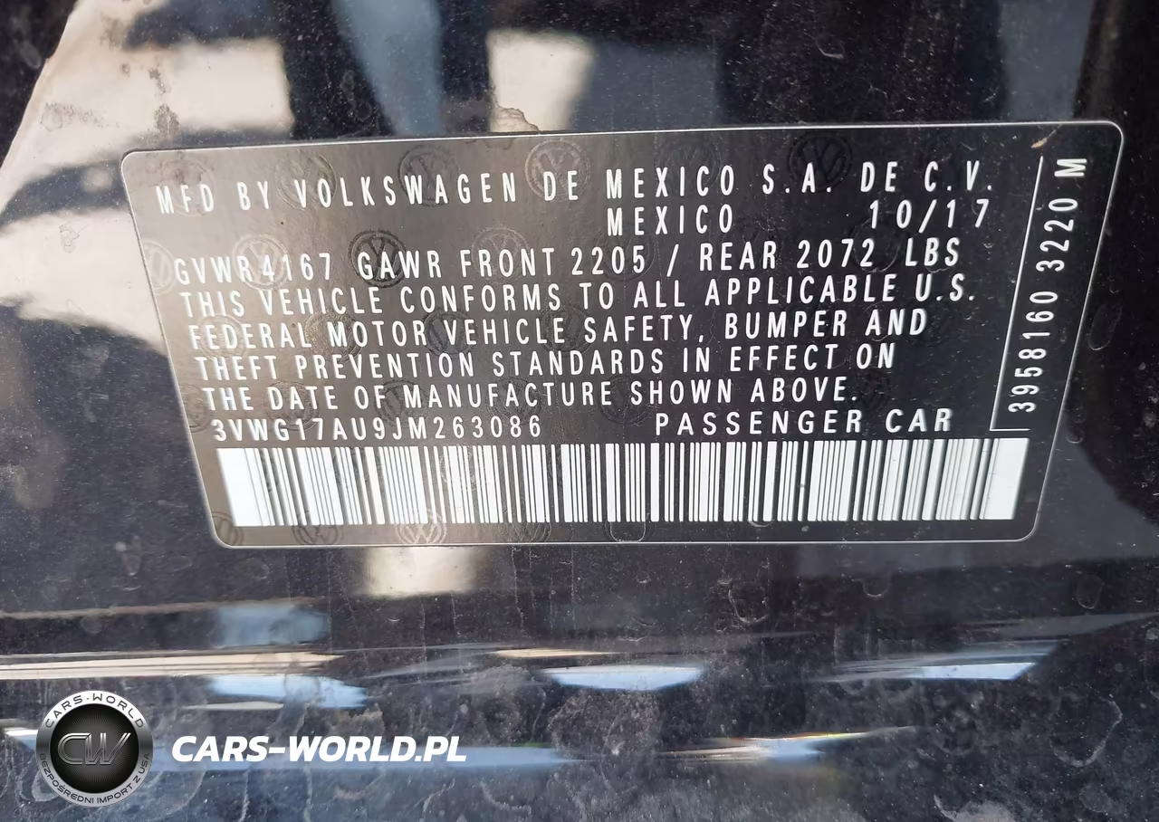 2018 Volkswagen Golf Tsi S-Tsi Se VIN:3VWG17AU9JM263086 - 9
