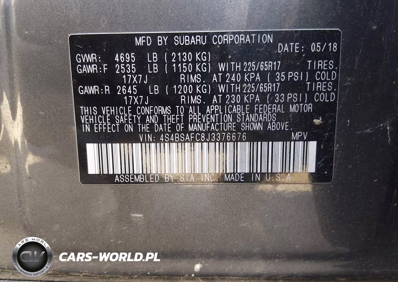 2018 Subaru Outback 2.5I Premium VIN:4S4BSAFC8J3376676 - 9