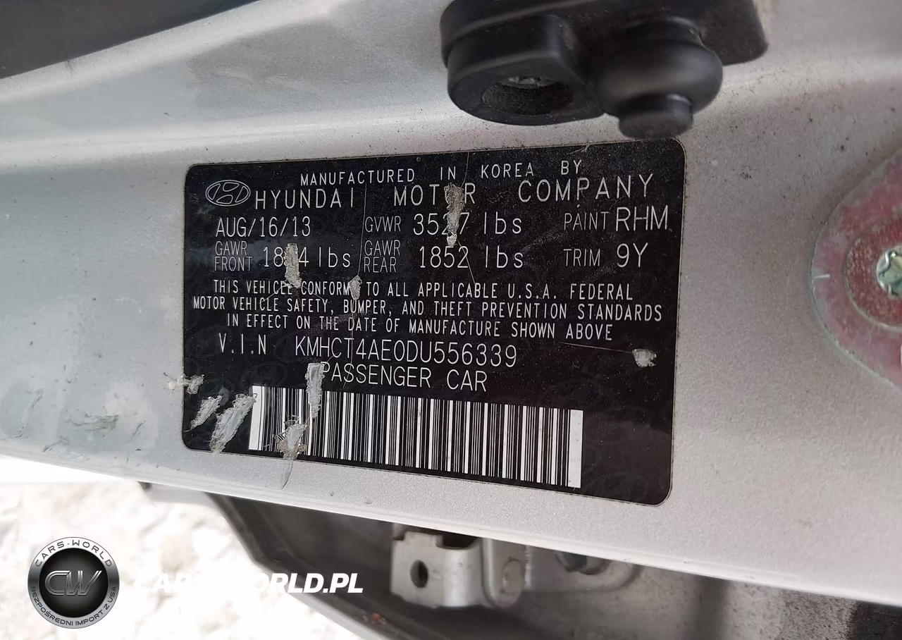 2013 Hyundai Accent Gls VIN:KMHCT4AE0DU556339 - 9