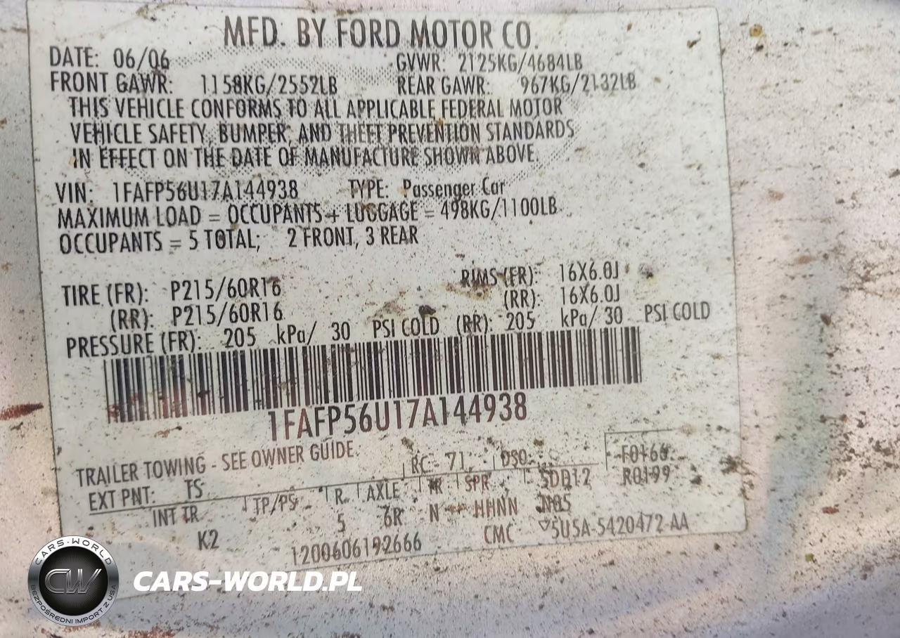 2007 Ford Taurus Sel VIN:1FAFP56U17A144938 - 9
