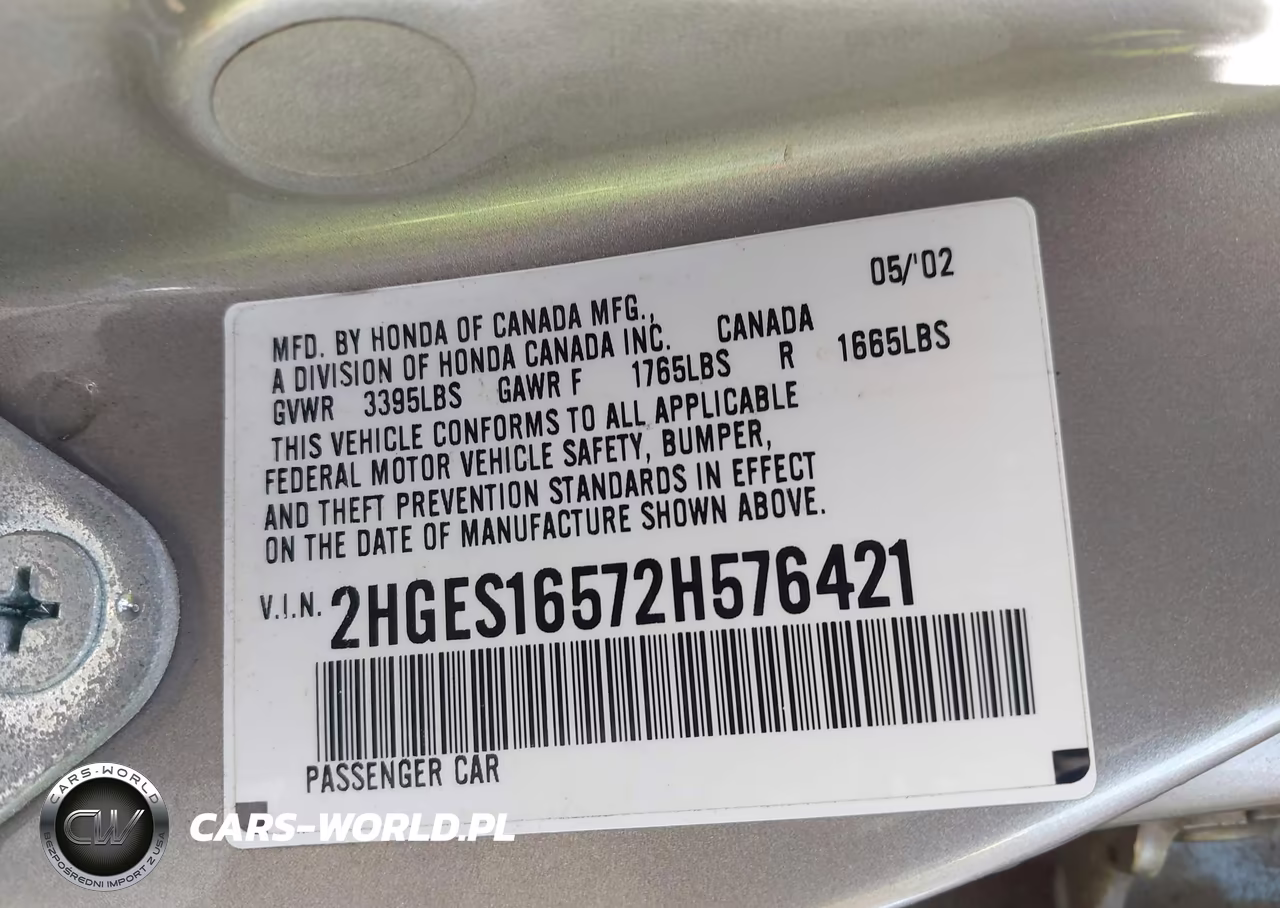 2002 Honda Civic Lx VIN:2HGES16572H576421 - 9