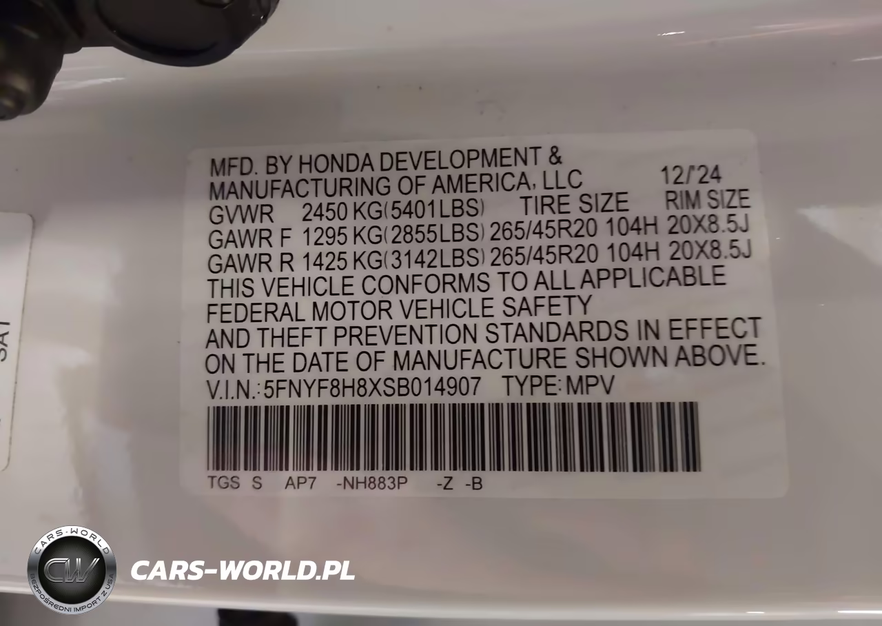 2025 Honda Passport Awd Black VIN:5FNYF8H8XSB014907 - 9
