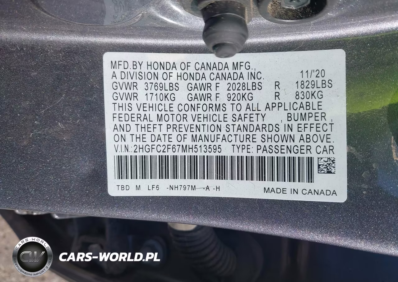 2021 Honda Civic Lx VIN:2HGFC2F67MH513595 - 9