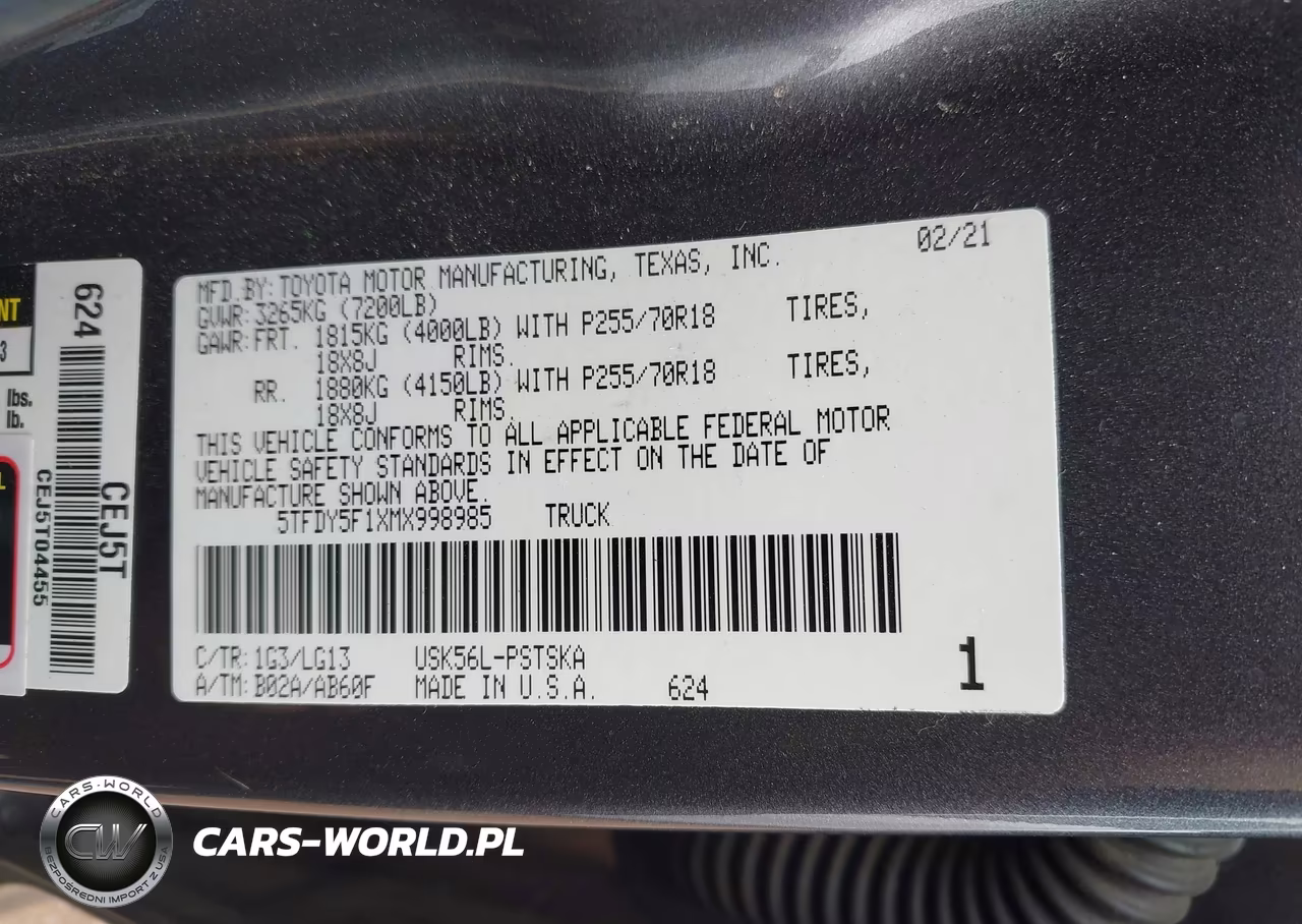 2021 Toyota Tundra Sr5 VIN:5TFDY5F1XMX998985 - 9