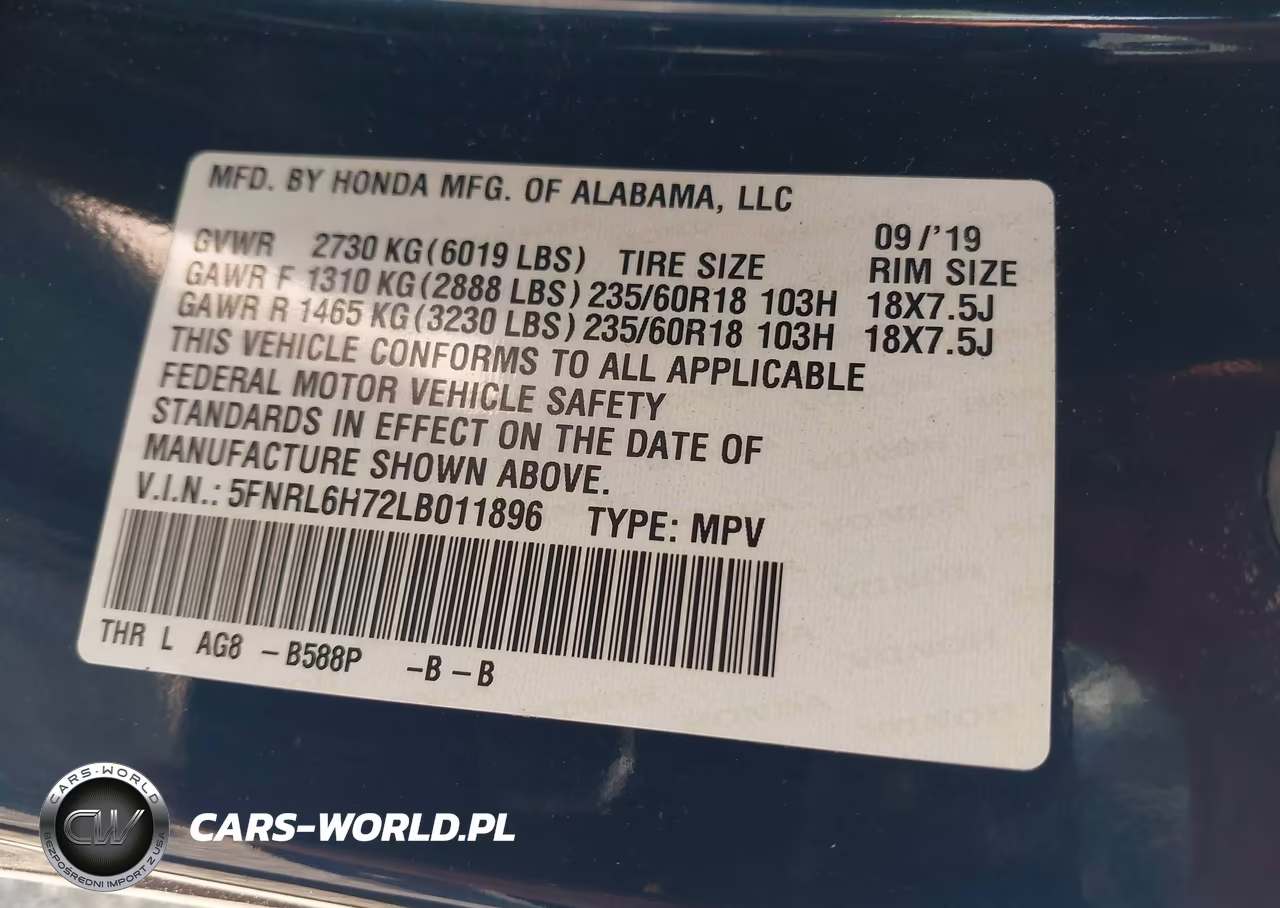 2020 Honda Odyssey Ex-L-Ex-L W-Navi Res VIN:5FNRL6H72LB011896 - 9