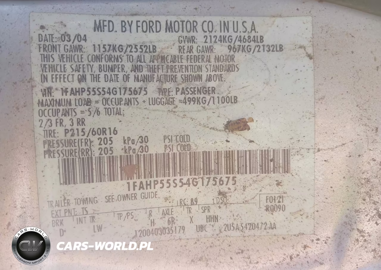 2004 Ford Taurus Ses VIN:1FAHP55S54G175675 - 9