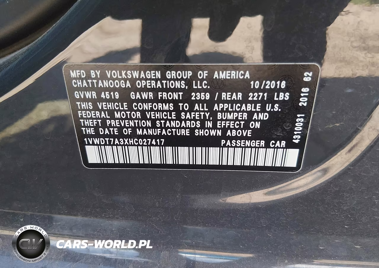 2017 Volkswagen Passat 1.8T R-Line VIN:1VWDT7A3XHC027417 - 9
