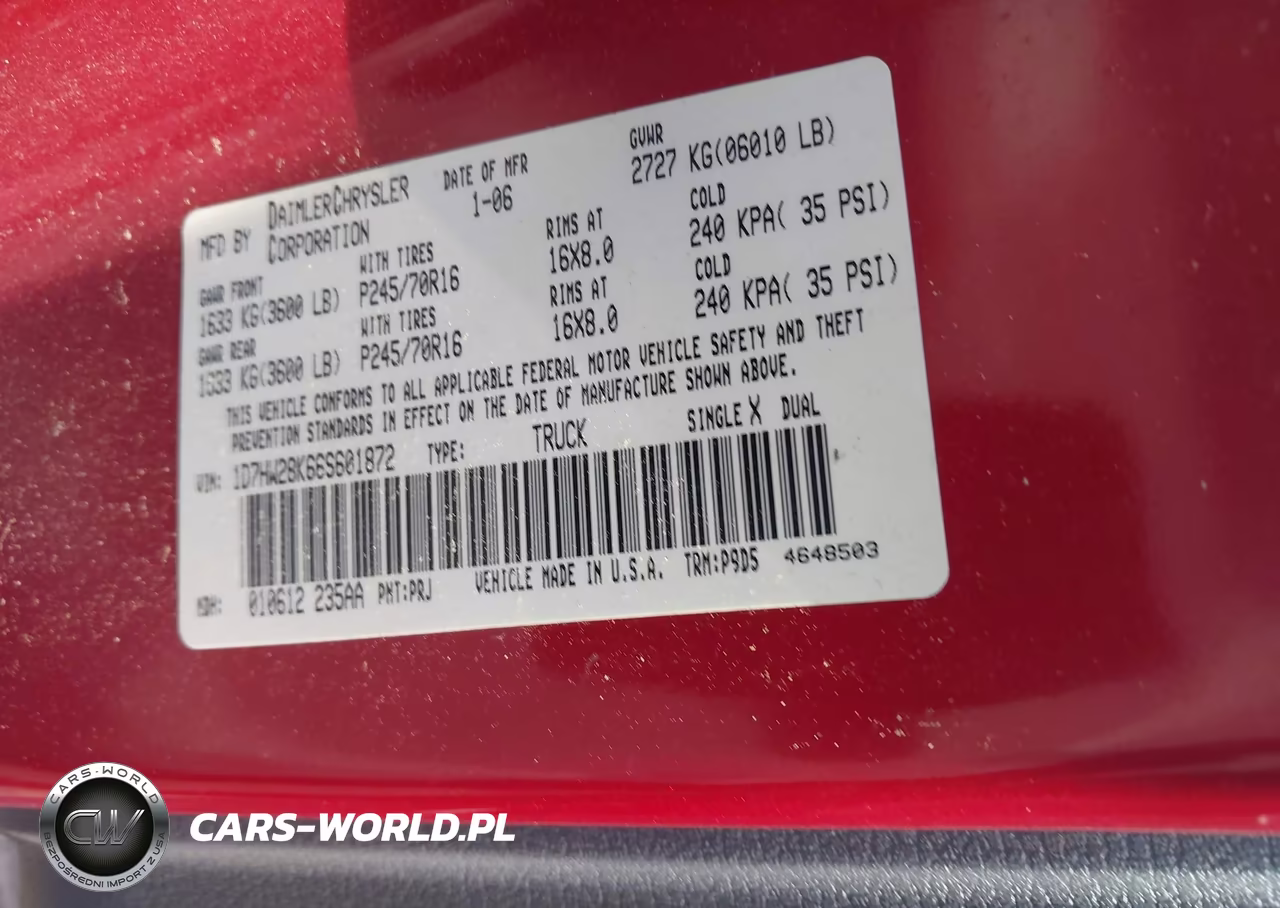 2006 Dodge Dakota St VIN:1D7HW28K66S601872 - 9