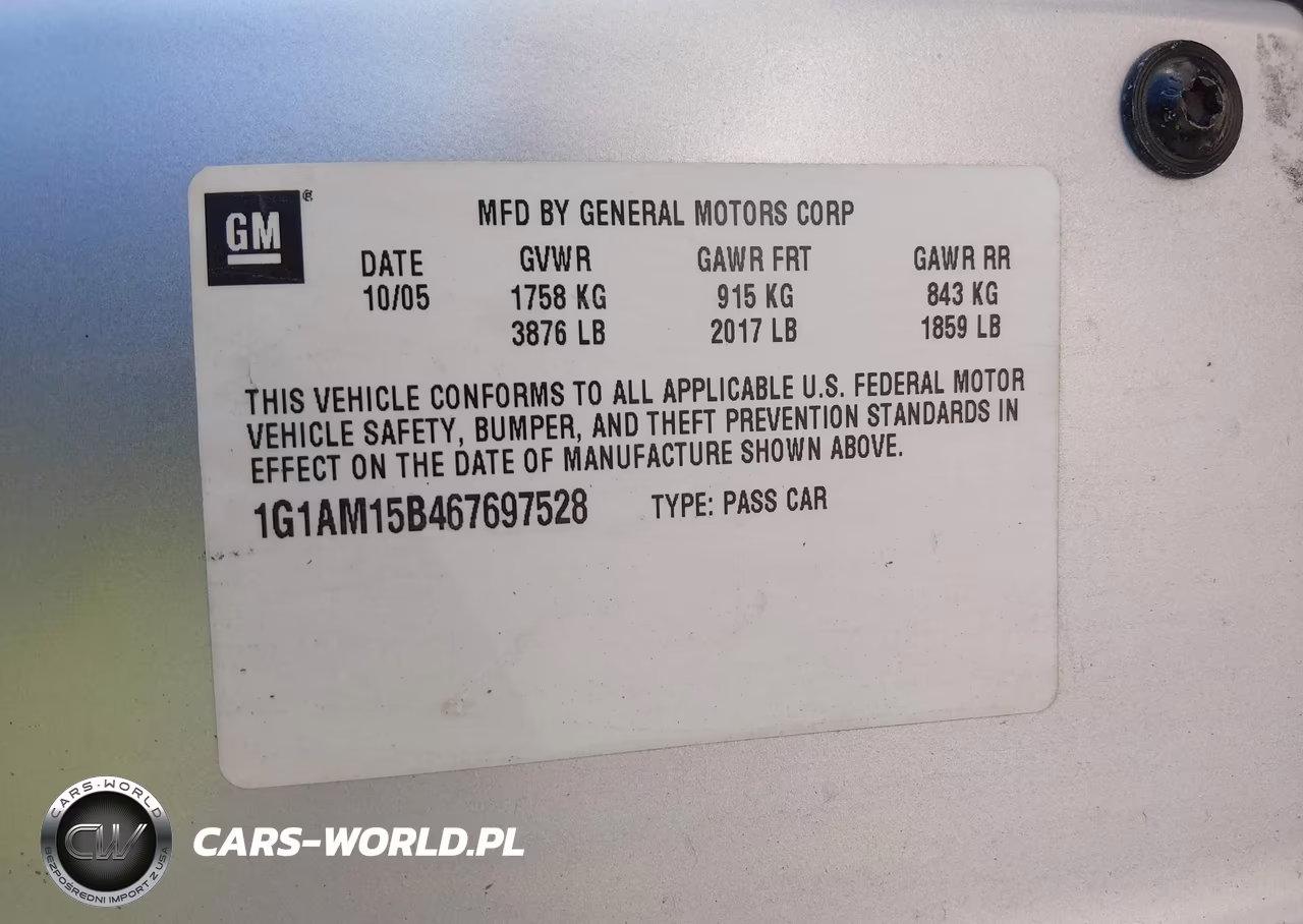 2006 Chevrolet Cobalt Ss VIN:1G1AM15B467697528 - 9