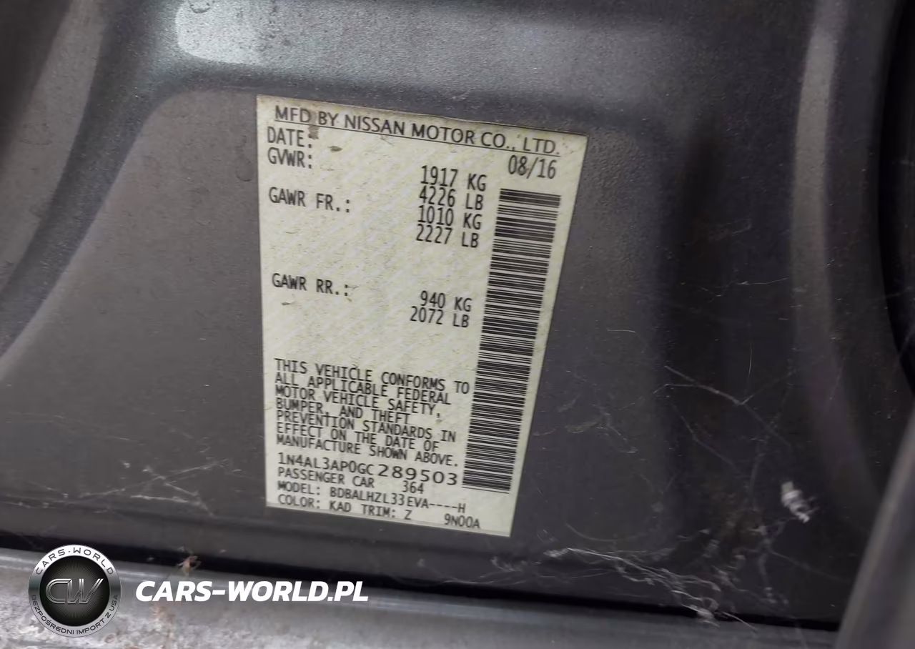 2016 Nissan Altima 2.5 Sr VIN:1N4AL3AP0GC289503 - 9