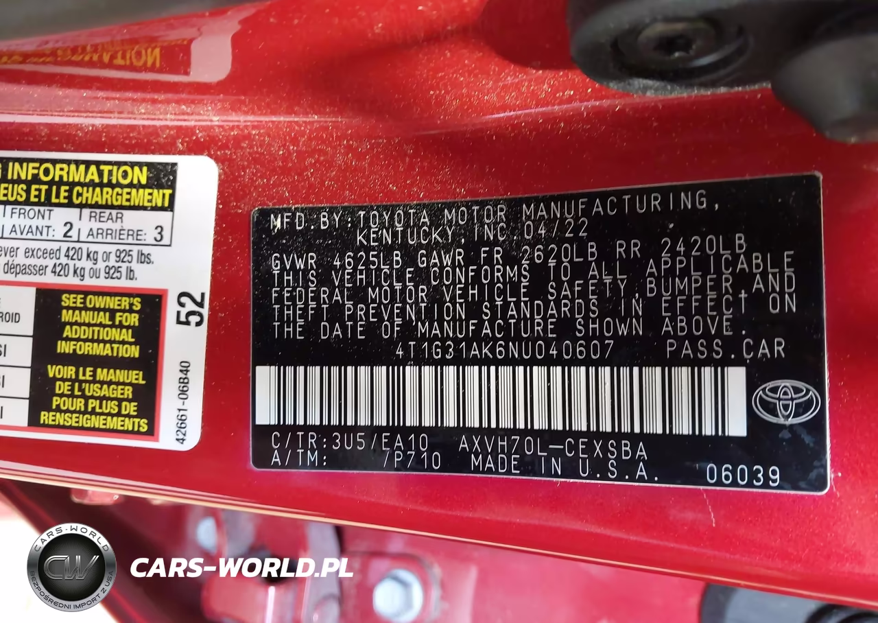 2022 Toyota Camry Se Hybrid VIN:4T1G31AK6NU040607 - 9