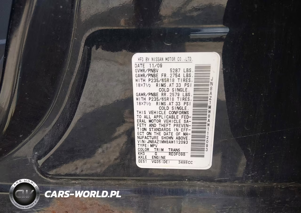 2010 Nissan Murano Sl VIN:JN8AZ1MW8AW112093 - 9