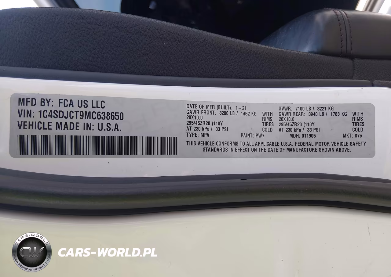 2021 Dodge Durango R-T Awd VIN:1C4SDJCT9MC638650 - 9