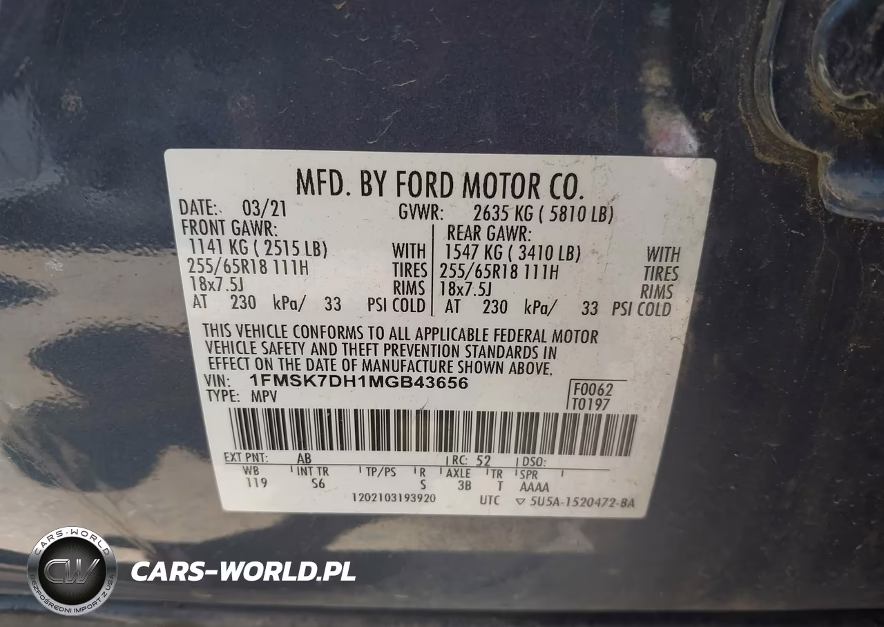2021 Ford Explorer Xlt VIN:1FMSK7DH1MGB43656 - 9