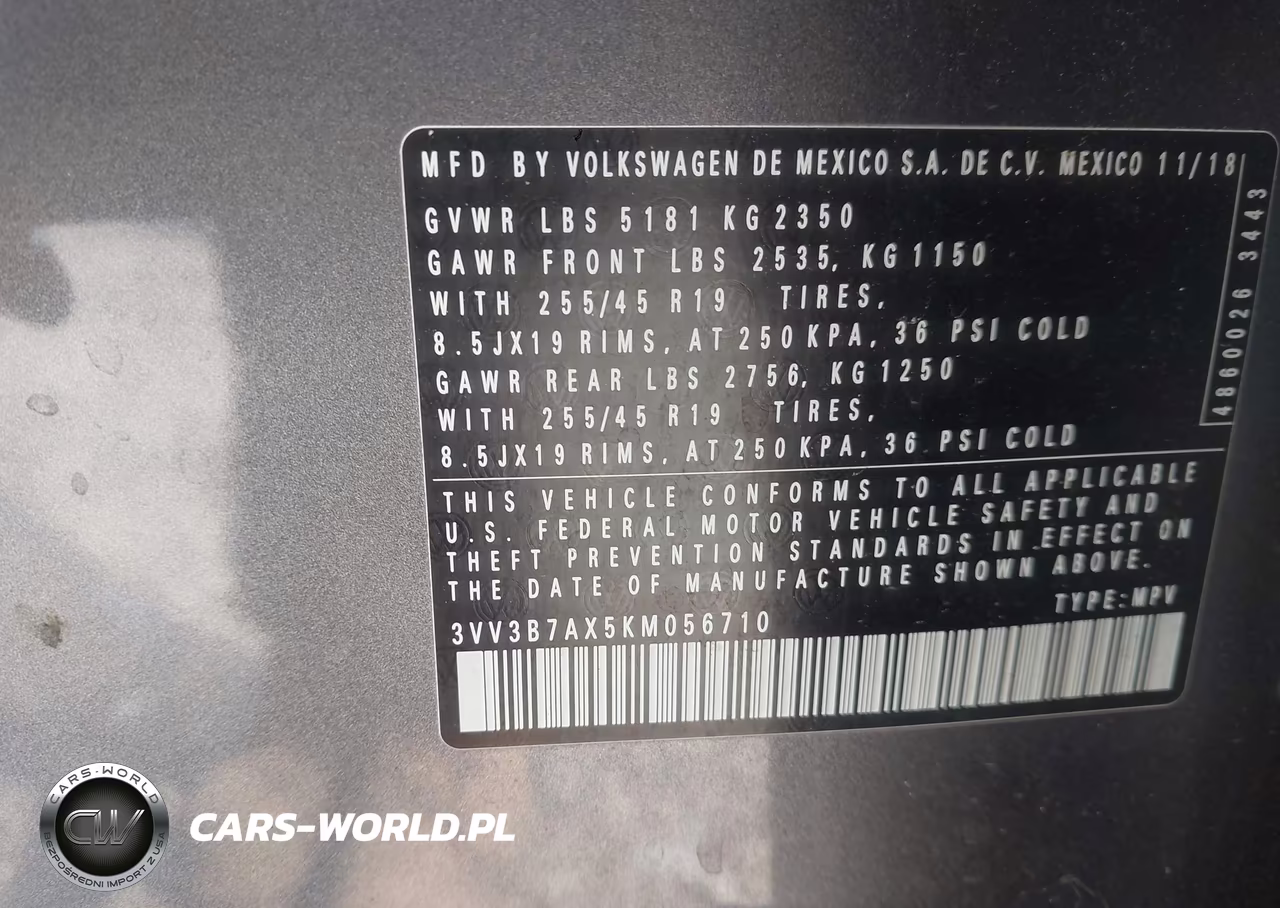 2019 Volkswagen Tiguan 2.0T Se-2.0T Sel-2.0T Sel R-Line-2.0T Sel R-Line Black VIN:3VV3B7AX5KM056710 - 9
