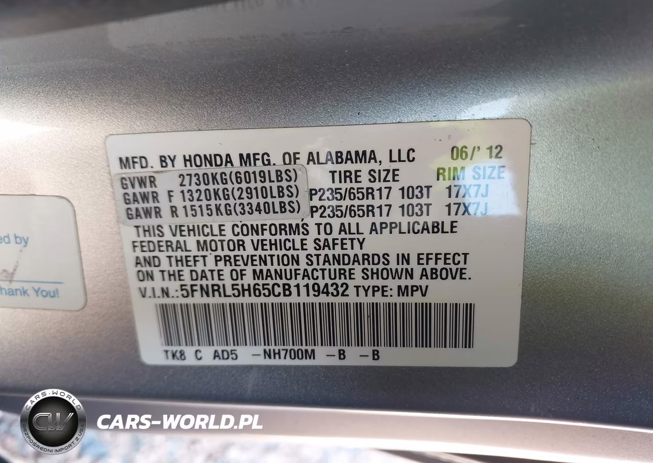 2012 Honda Odyssey Ex-L VIN:5FNRL5H65CB119432 - 9