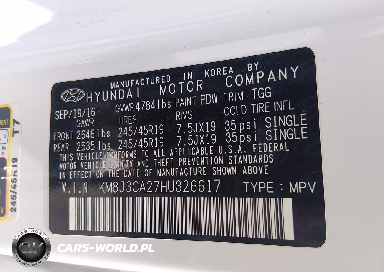2017 Hyundai Tucson Sport VIN:KM8J3CA27HU326617 - 9
