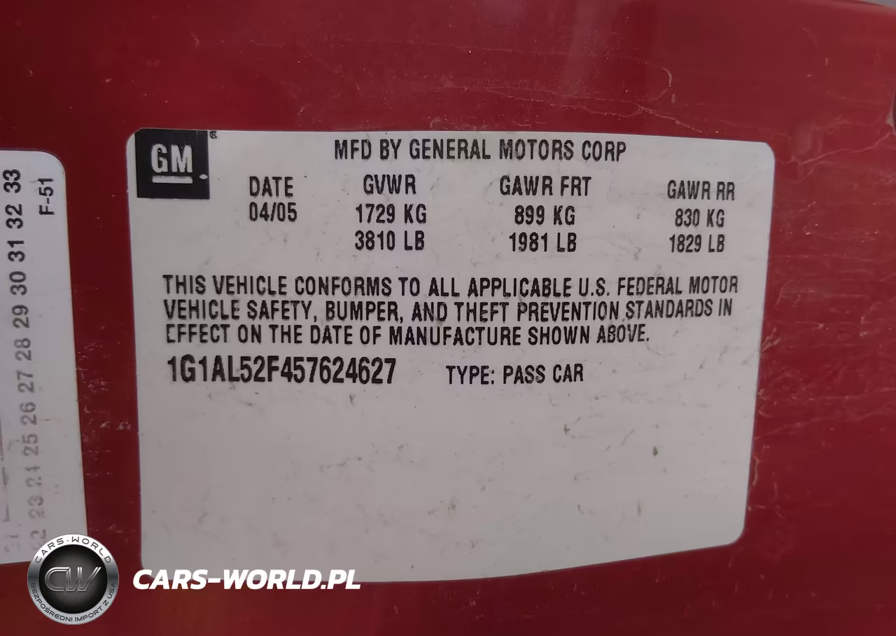 2005 Chevrolet Cobalt Ls VIN:1G1AL52F457624627 - 9