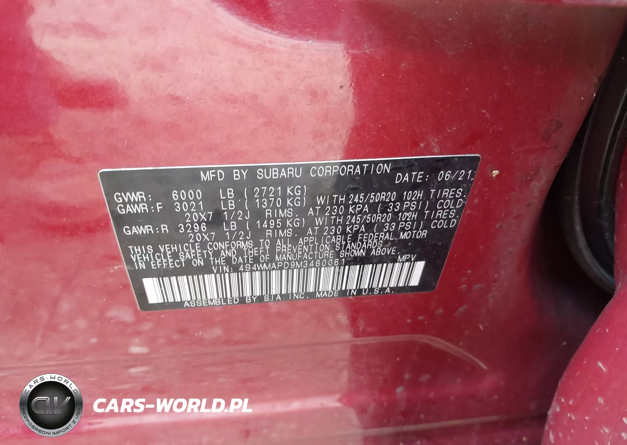 2021 Subaru Ascent Limited VIN:4S4WMAPD9M3460061 - 9