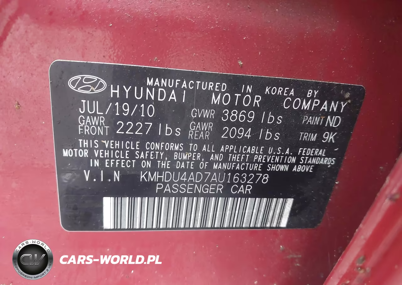 2010 Hyundai Elantra Gls VIN:KMHDU4AD7AU163278 - 9