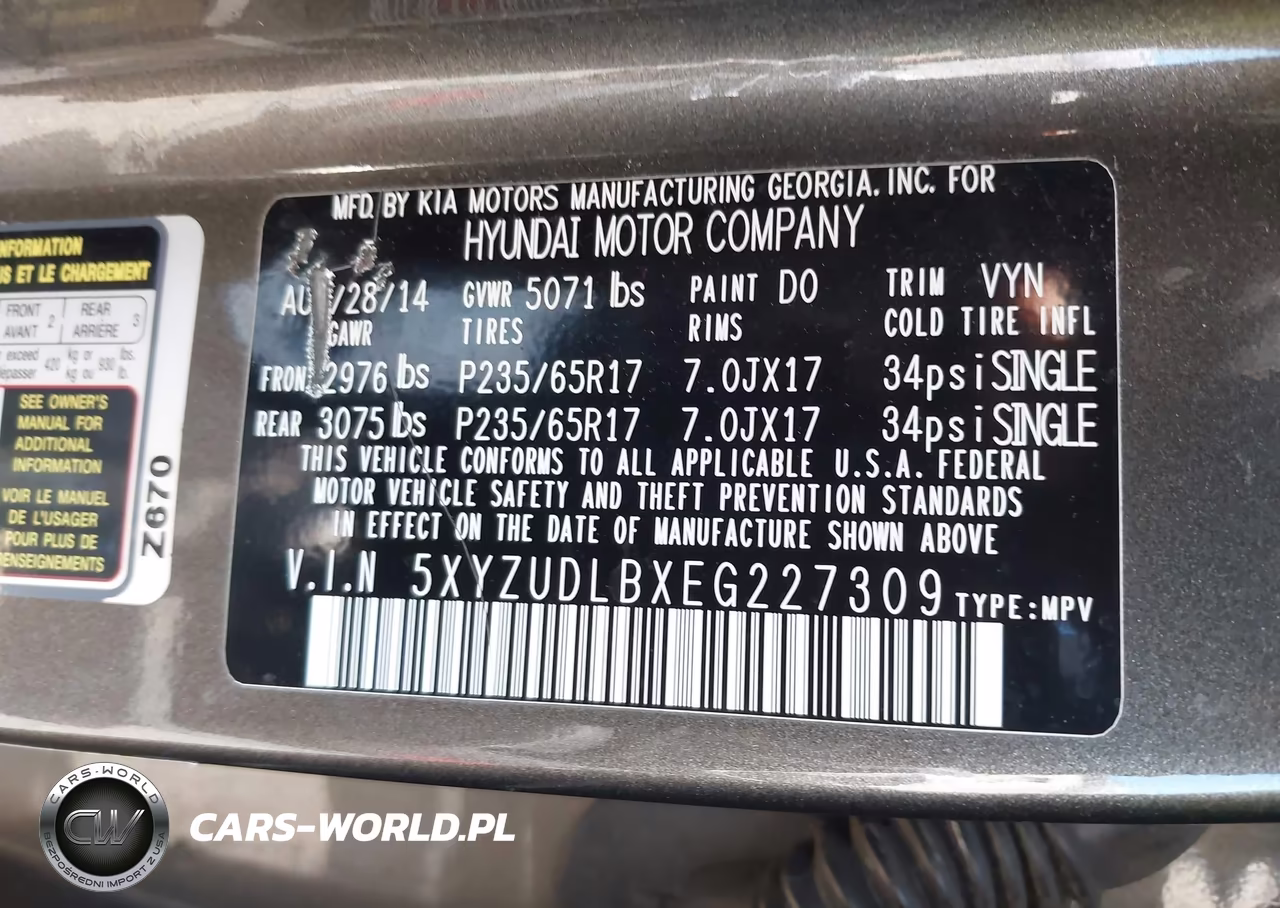 2014 Hyundai Santa Fe Sport 2.4L VIN:5XYZUDLBXEG227309 - 9