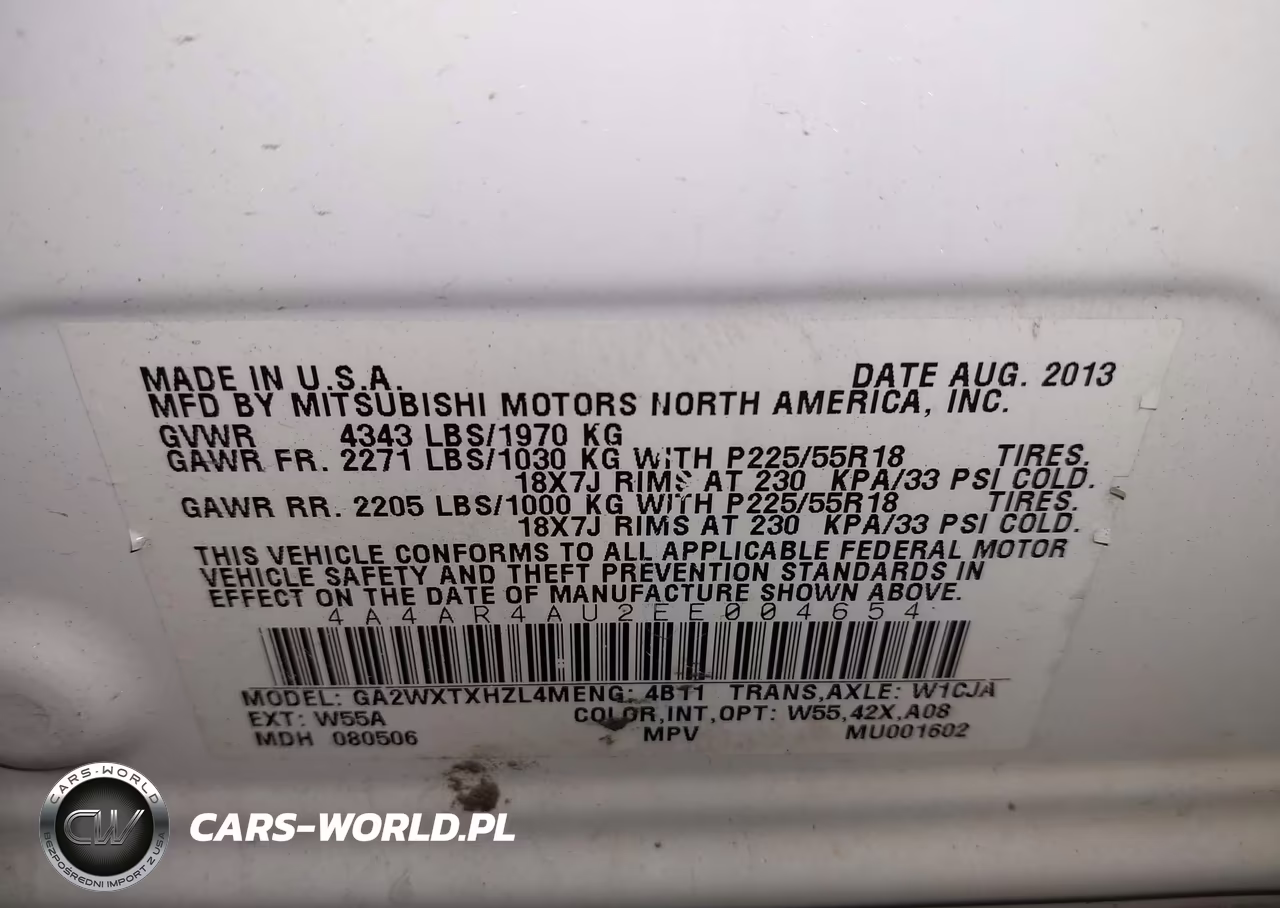 2014 Mitsubishi Outlander Sport Se VIN:4A4AR4AU2EE004654 - 9
