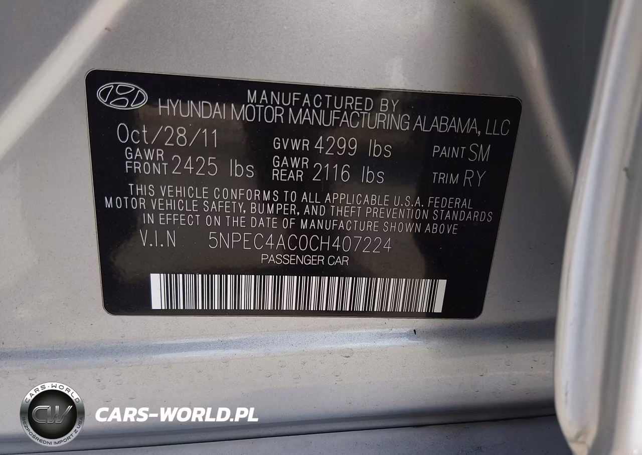 2012 Hyundai Sonata Limited VIN:5NPEC4AC0CH407224 - 9