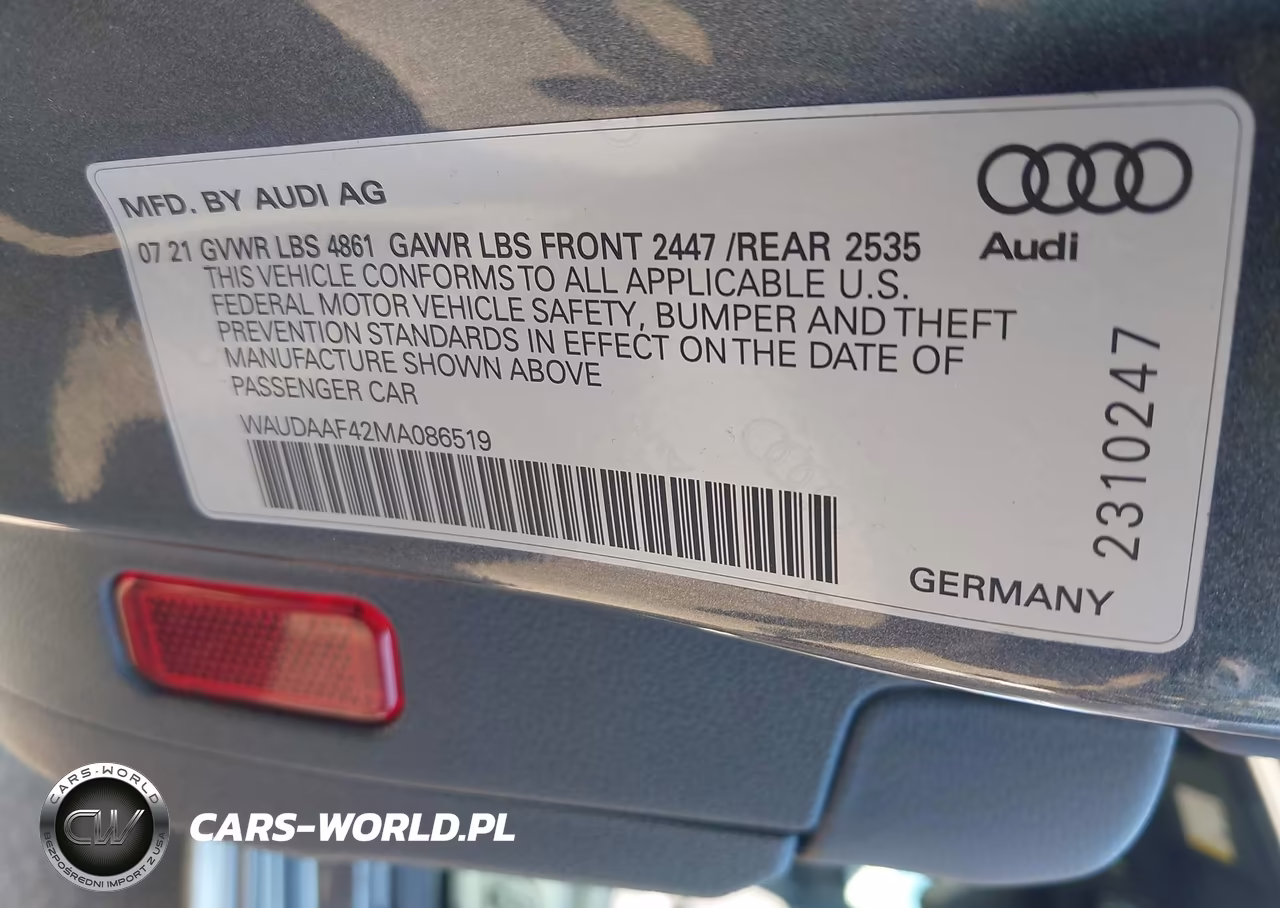 2021 Audi A4 Premium 45 Tfsi S Line Quattro S Tronic VIN:WAUDAAF42MA086519 - 9