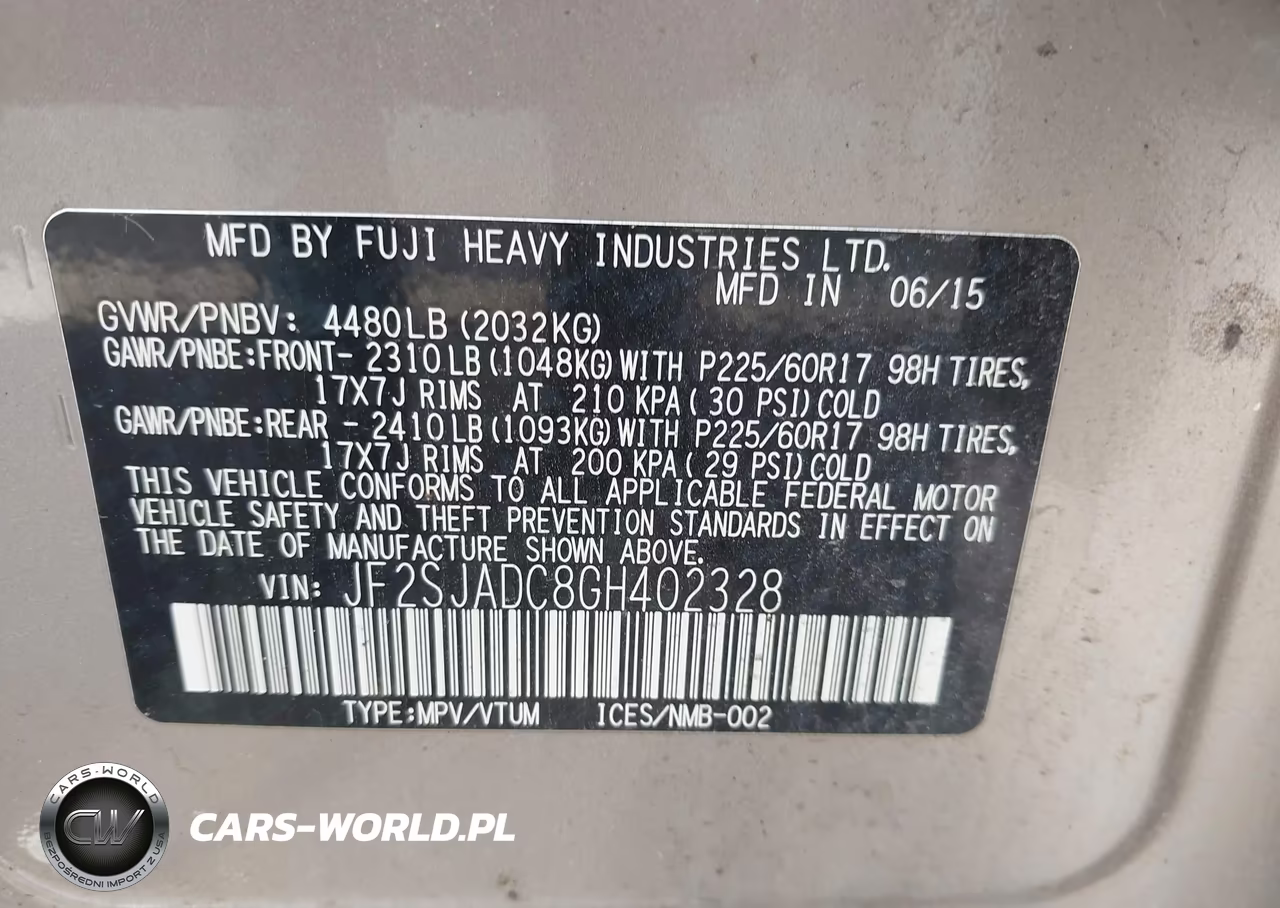 2016 Subaru Forester 2.5I Premium VIN:JF2SJADC8GH402328 - 9