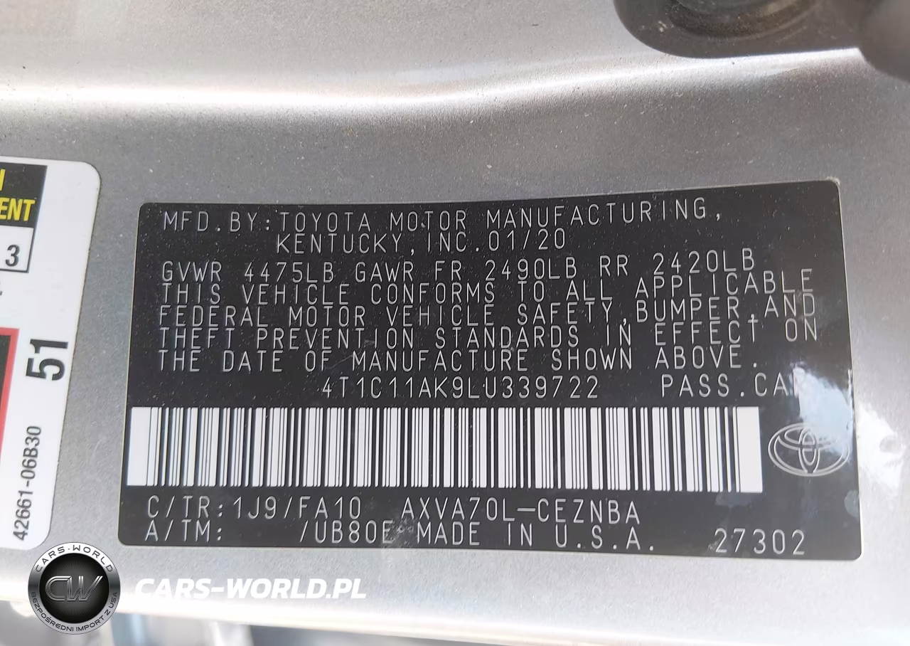 2020 Toyota Camry Le VIN:4T1C11AK9LU339722 - 9