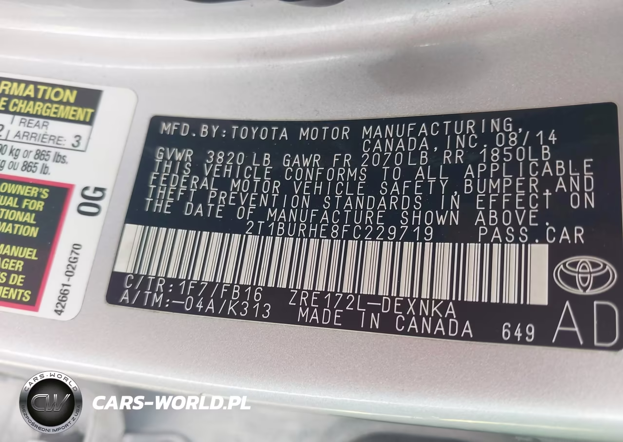 2015 Toyota Corolla Le VIN:2T1BURHE8FC229719 - 9