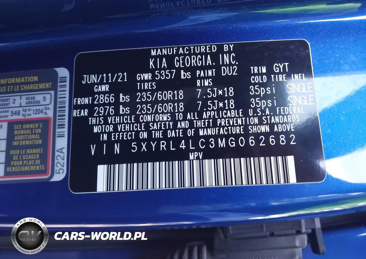 2021 Kia Sorento S VIN:5XYRL4LC3MG062682 - 9