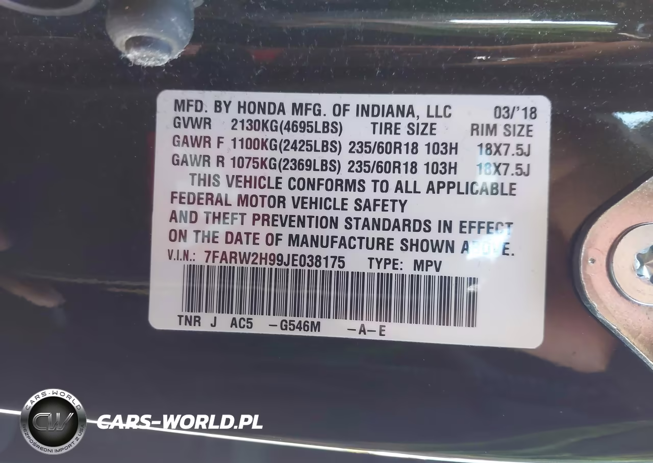 2018 Honda Cr-V Touring VIN:7FARW2H99JE038175 - 9