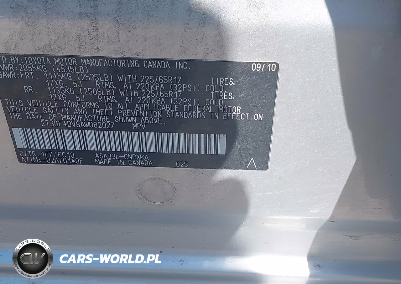 2010 Toyota Rav4 VIN:2T3BF4DV8AW082027 - 9