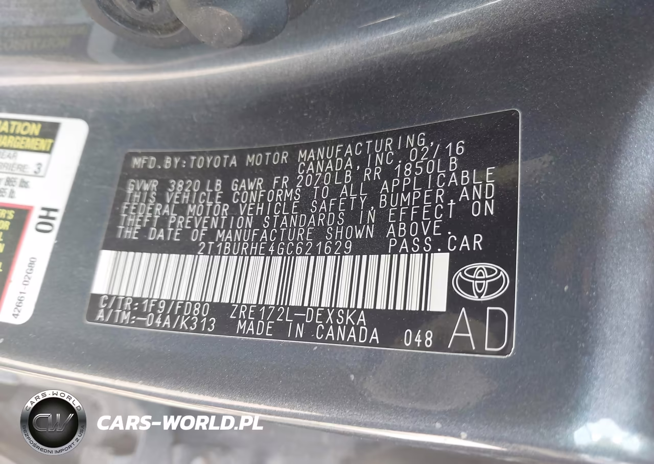 2016 Toyota Corolla S Plus VIN:2T1BURHE4GC621629 - 9