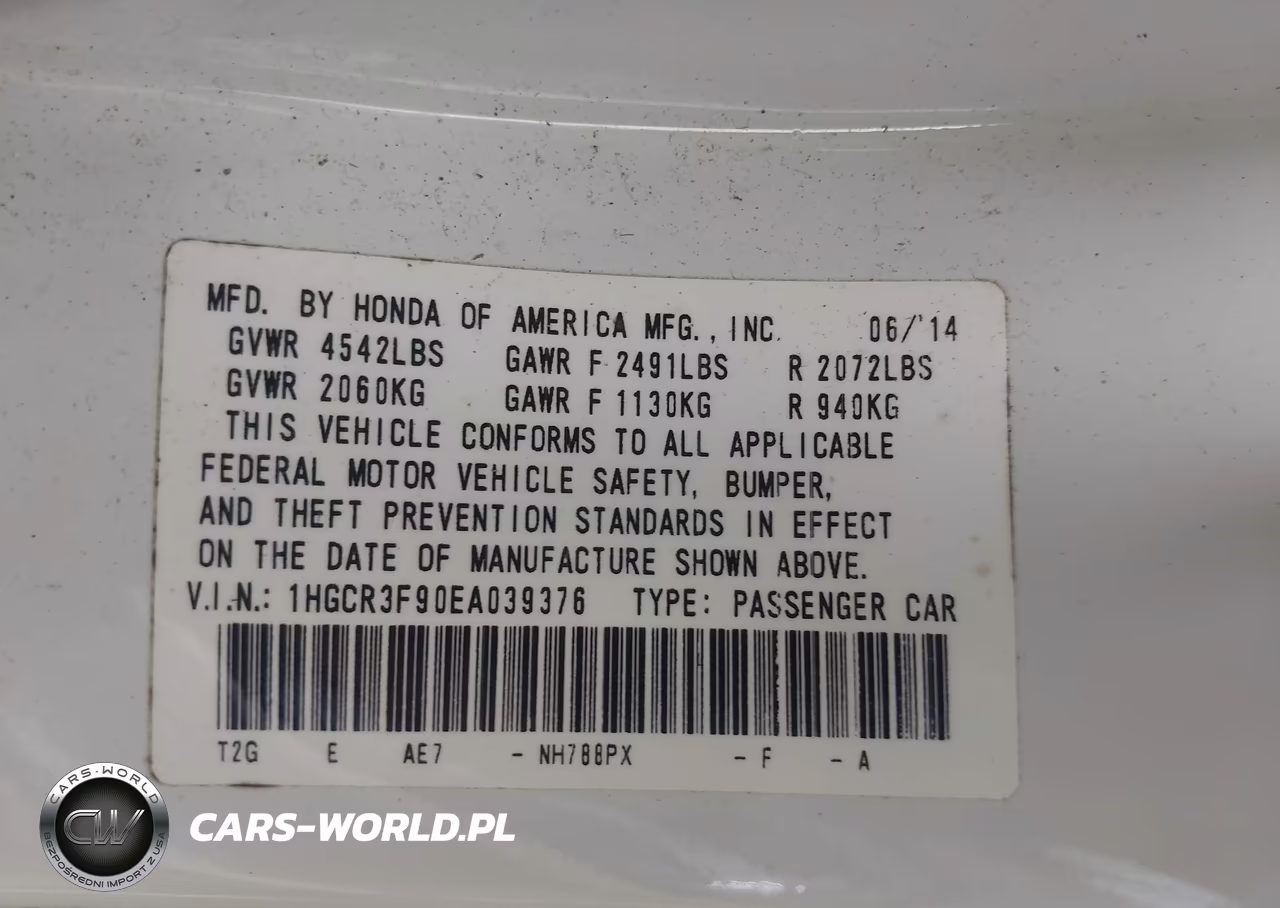 2014 Honda Accord Touring VIN:1HGCR3F90EA039376 - 9