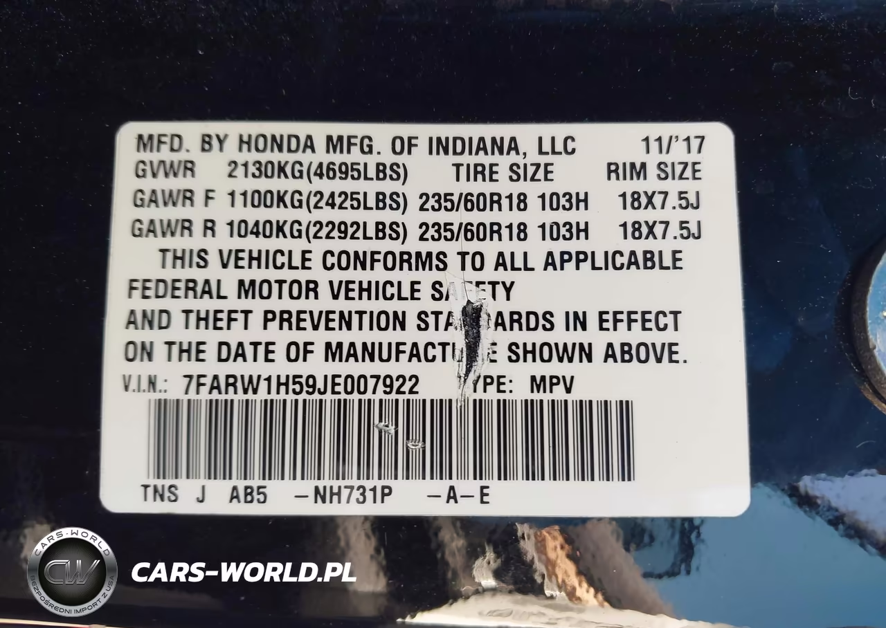 2018 Honda Cr-V Ex VIN:7FARW1H59JE007922 - 9