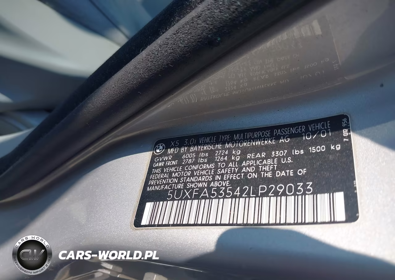 2002 BMW X5 3.0I VIN:5UXFA53542LP29033 - 9