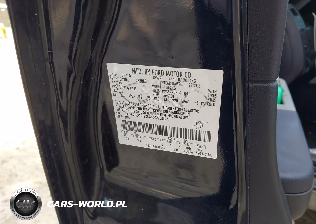 2010 Ford Escape Xlt VIN:1FMCU0D72AKC96021 - 9