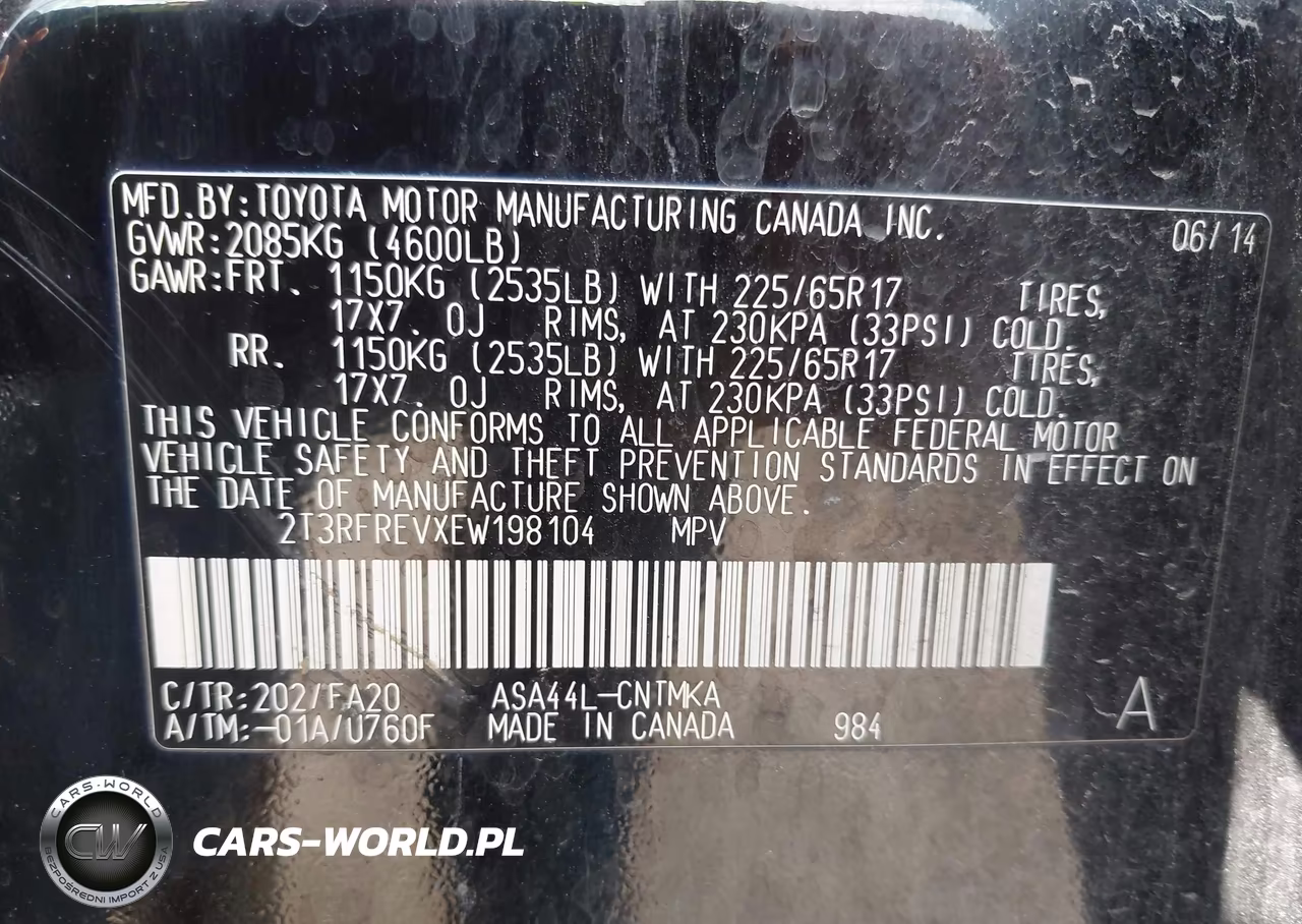 2014 Toyota Rav4 Xle VIN:2T3RFREVXEW198104 - 9