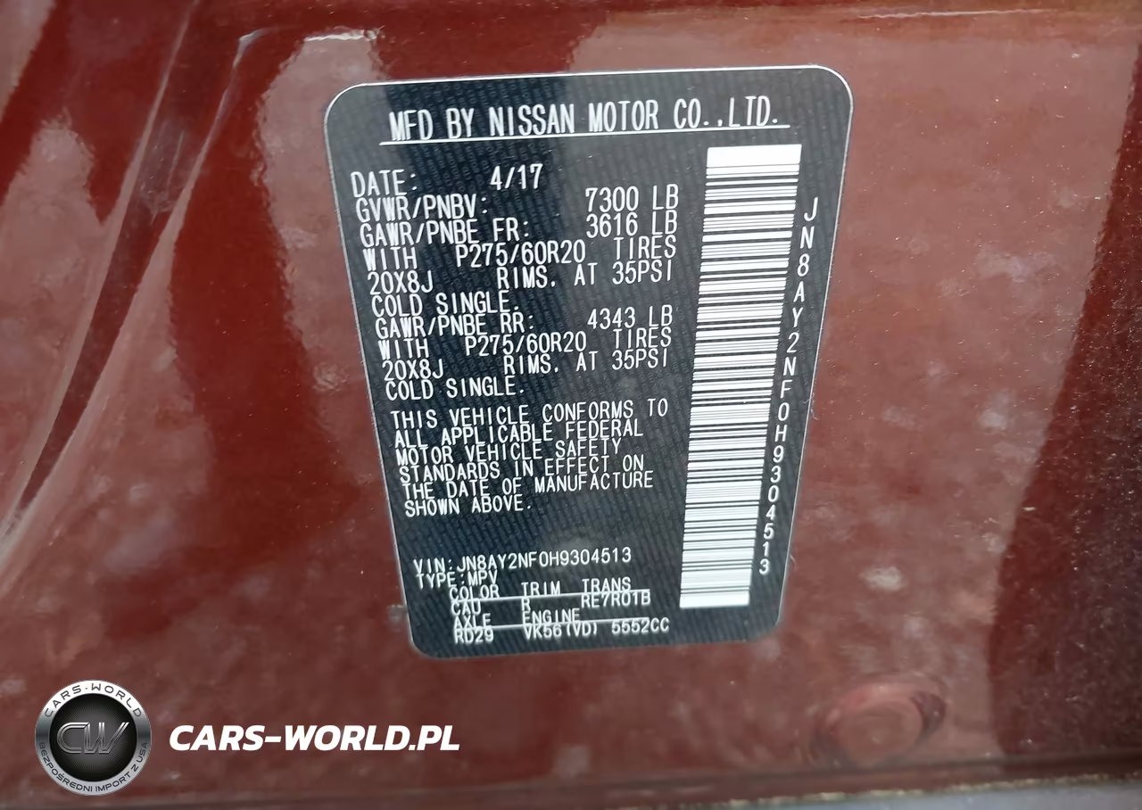 2017 Nissan Armada Platinum VIN:JN8AY2NF0H9304513 - 9