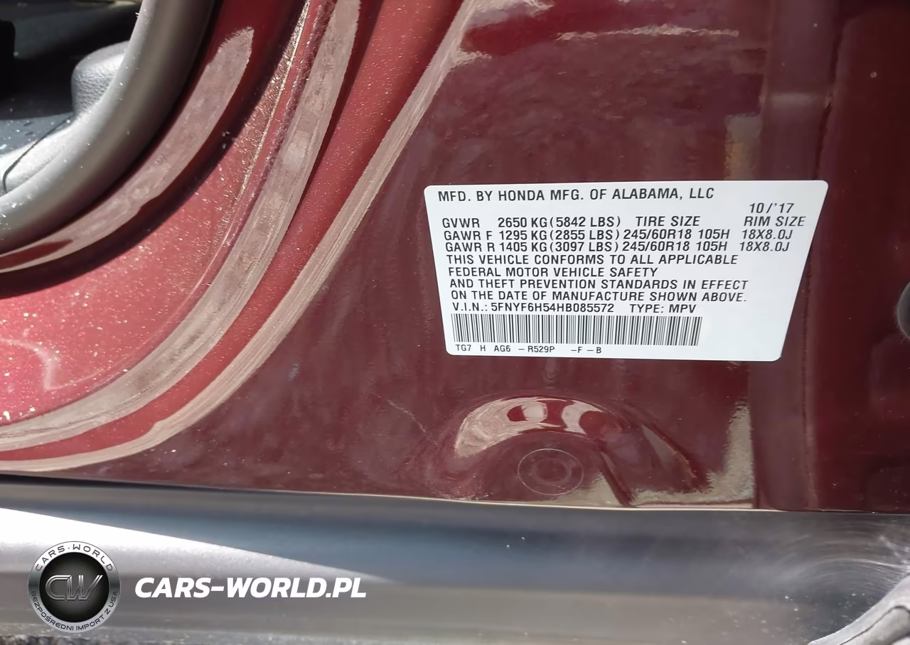 2017 Honda Pilot Ex-L VIN:5FNYF6H54HB085572 - 9