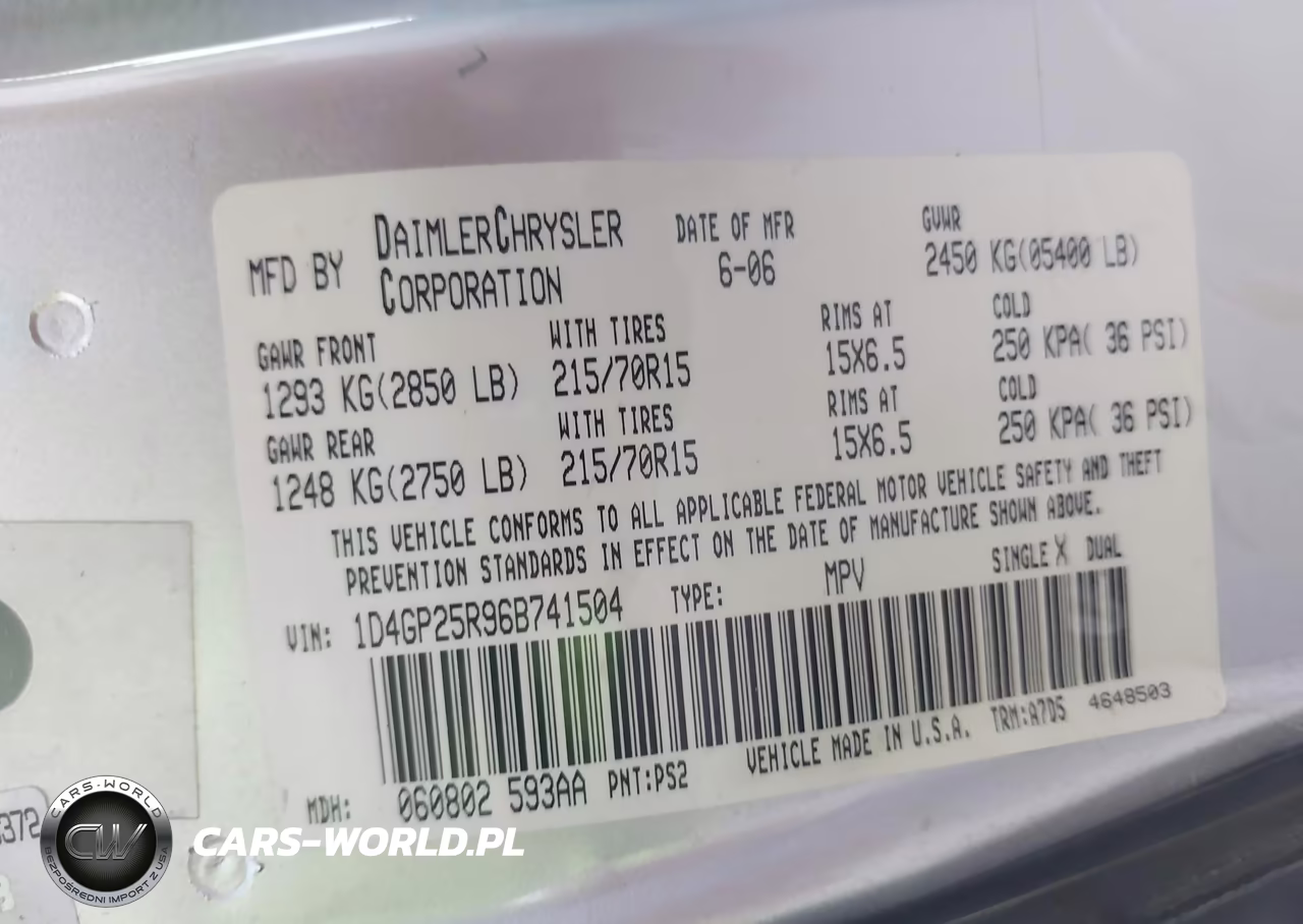 2006 Dodge Caravan Se VIN:1D4GP25R96B741504 - 9