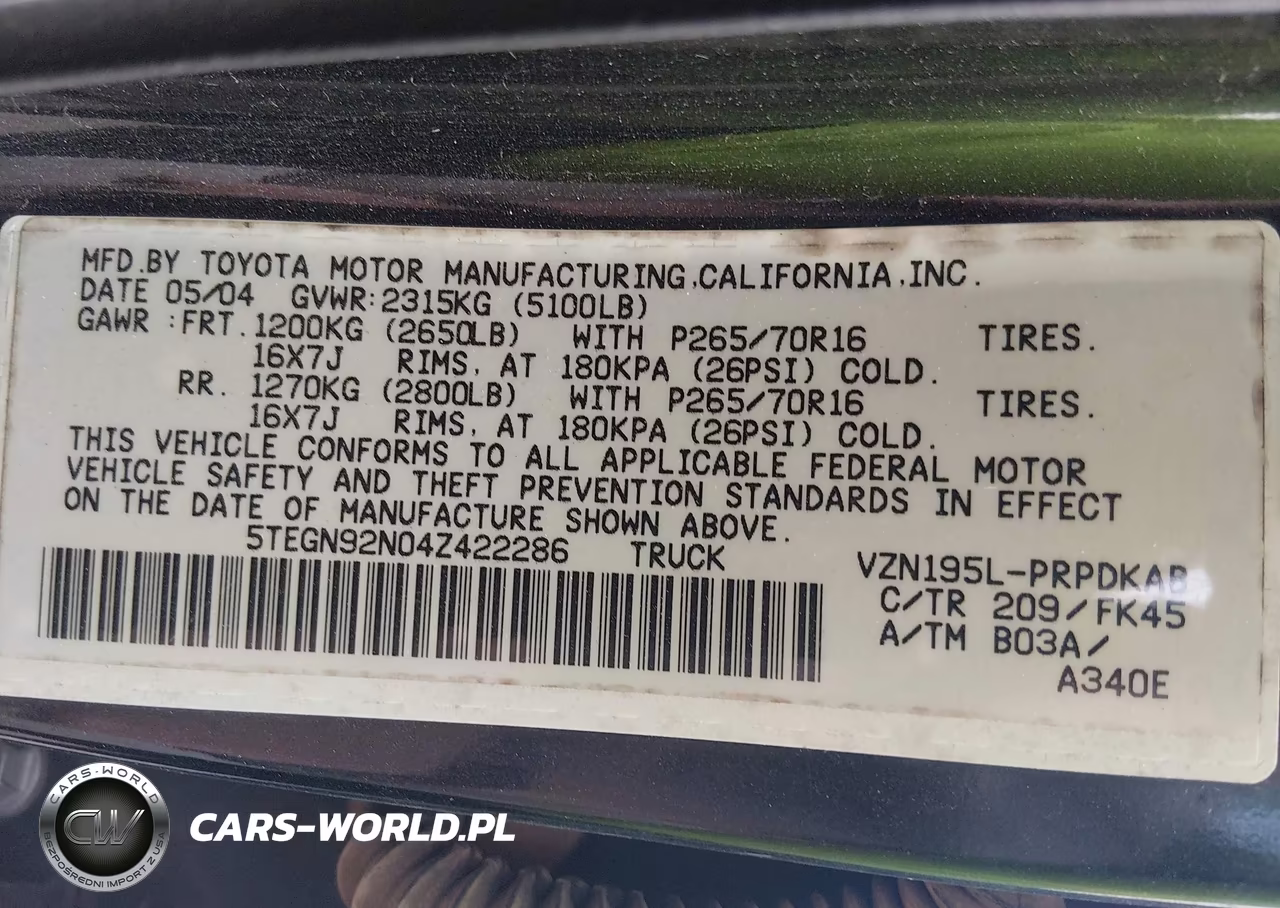 2004 Toyota Tacoma Prerunner V6 VIN:5TEGN92N04Z422286 - 9
